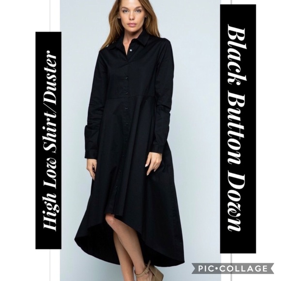 Blu Trends Tops - Black Button Down Shirt/Duster